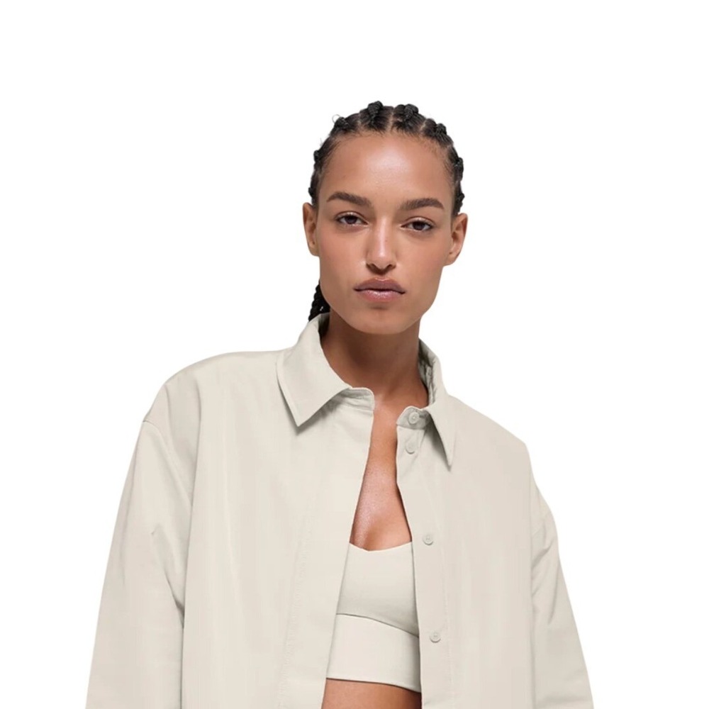 Alo Yoga NWT SZ XS Explorer Button Down Bone White Oversized Shacket W5114R - Picture 4 of 16